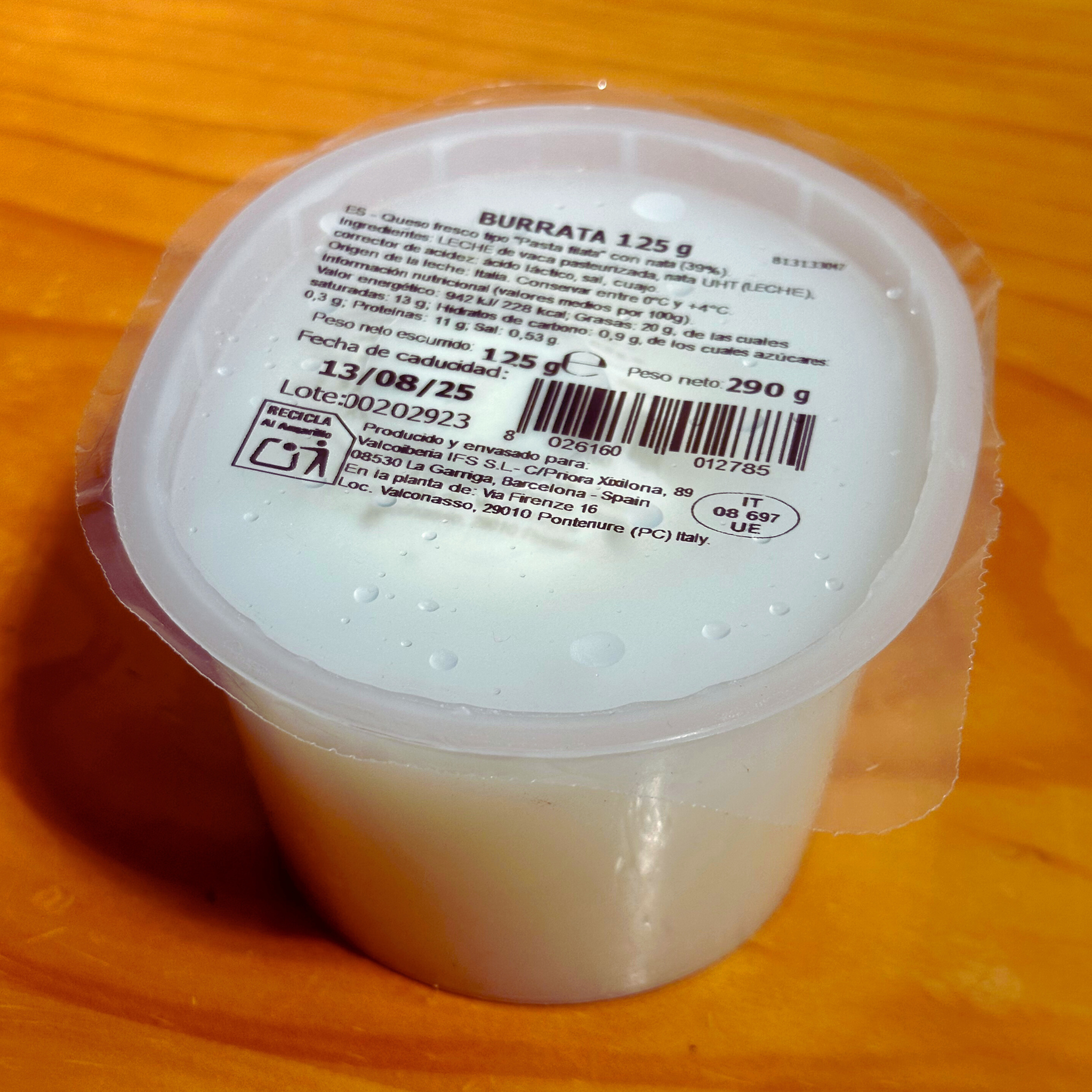 Burrata Italiana Premium Valcolatte – Tarro 125 g