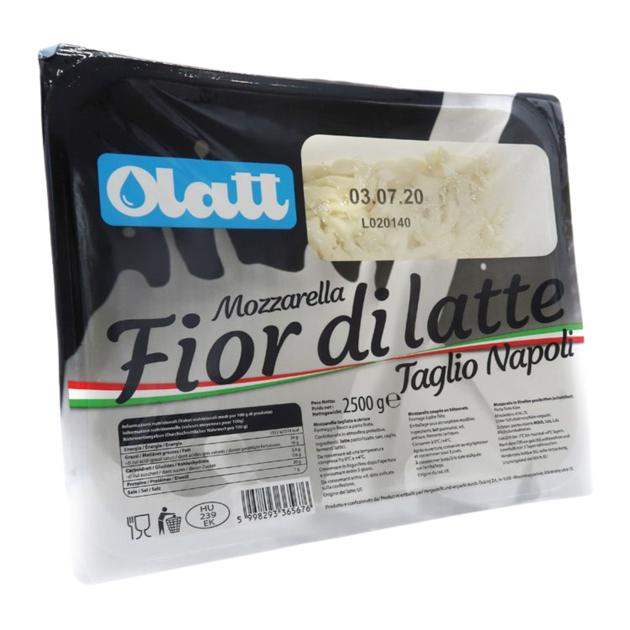 Mozzarella Fior di Latte OLATT – Mozzarella Profesional – Caja de 2,5 kg HORECA
