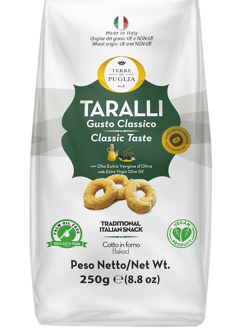 Terre di Puglia Taralli Clásicos – Snack salado típico de Apulia 250 g