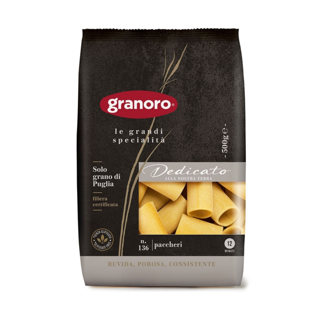 Granoro Paccheri Dedicato Nº 136 – Pasta italiana 100% Puglia de trigo duro